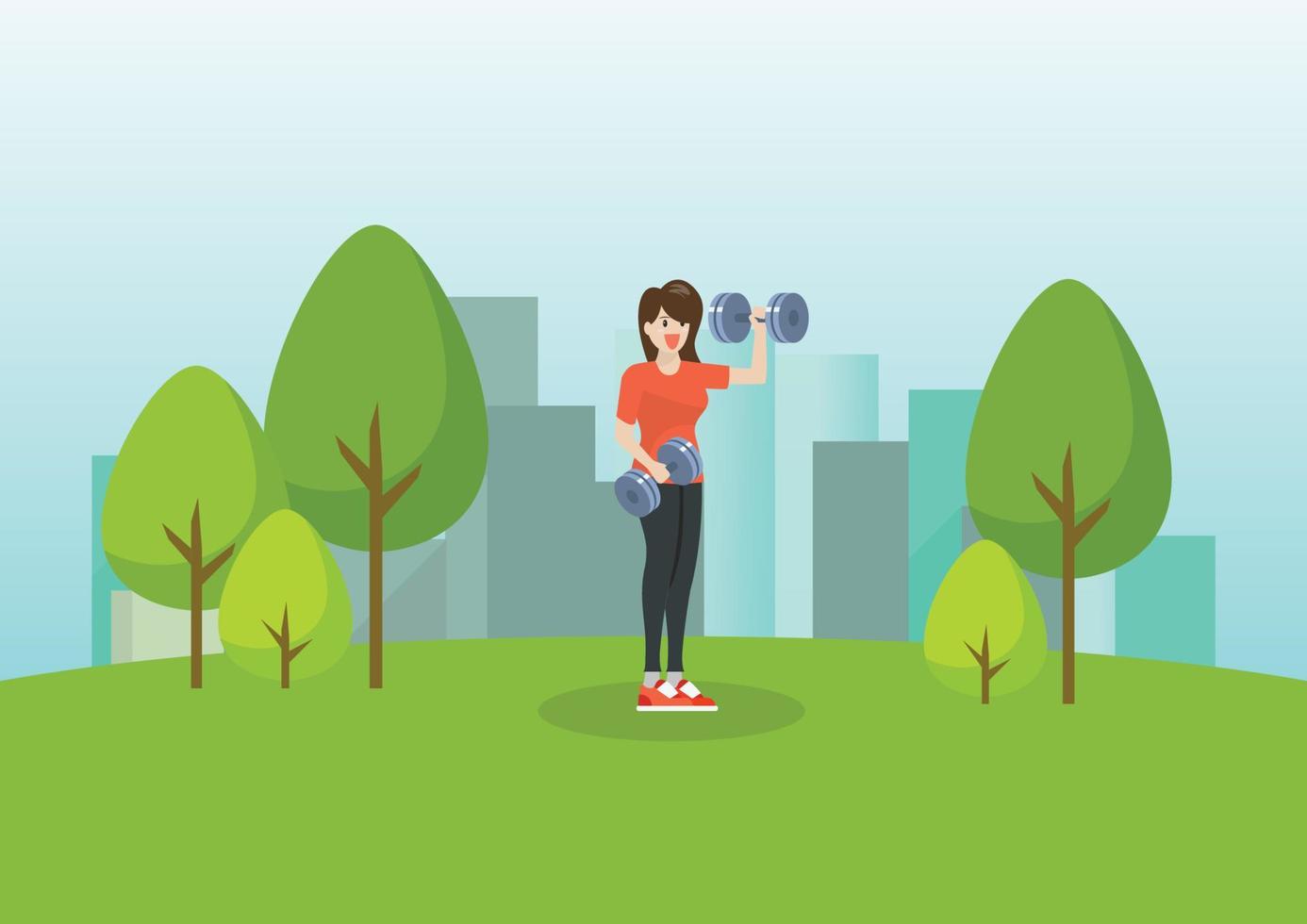 Man and woman running in public park vector