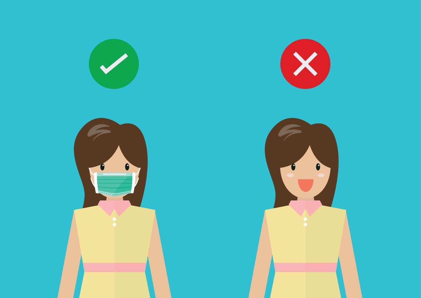 No entry without face mask woman model vector
