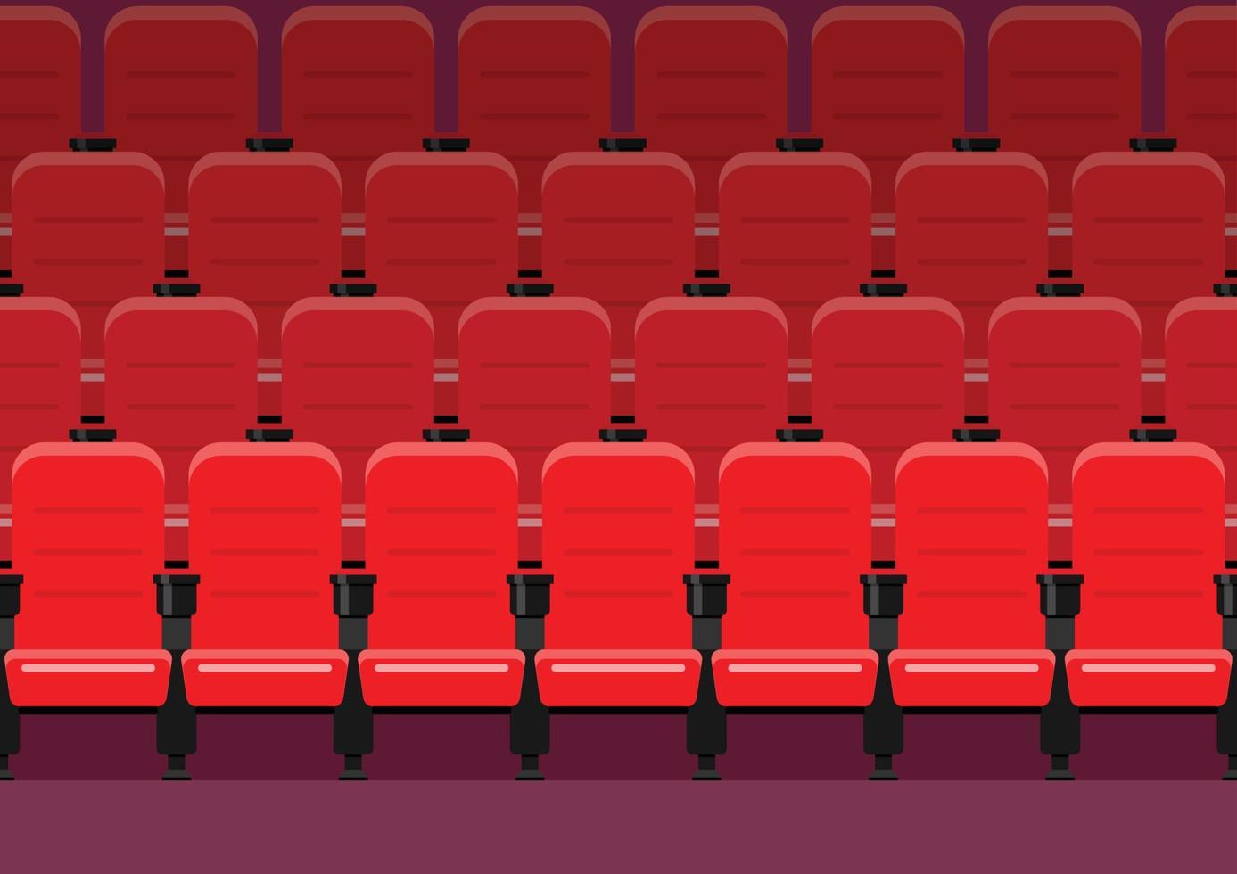 Red chairs in movie theater vector