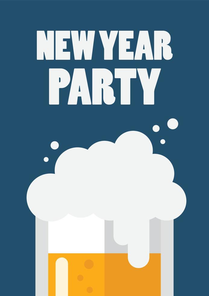 New year party letter with glass of beer vector