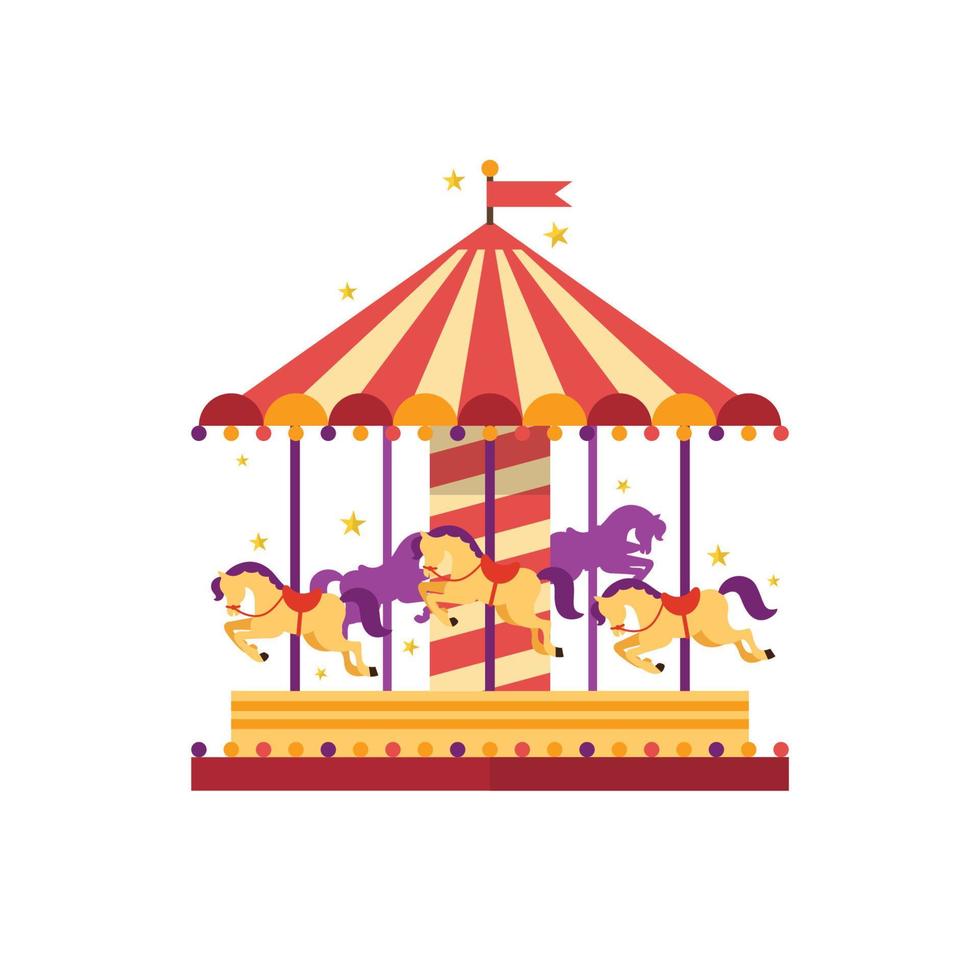 Colorful carousel with horses vector
