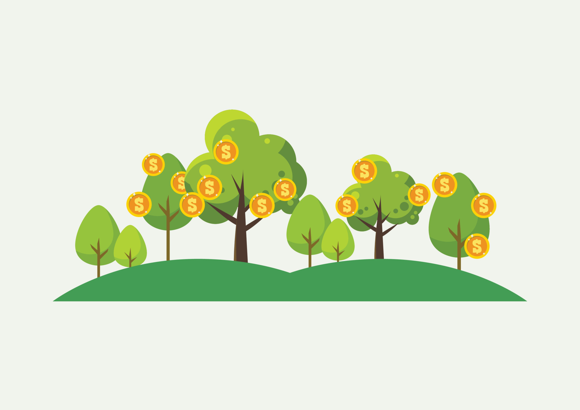 Money trees concept 14419339 Vector Art at Vecteezy