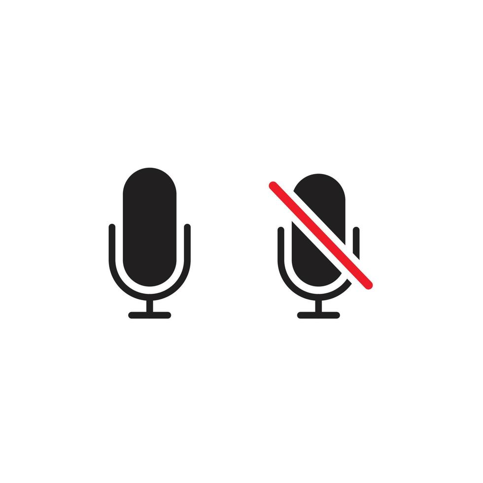 Muted and unmuted microphone icons vector