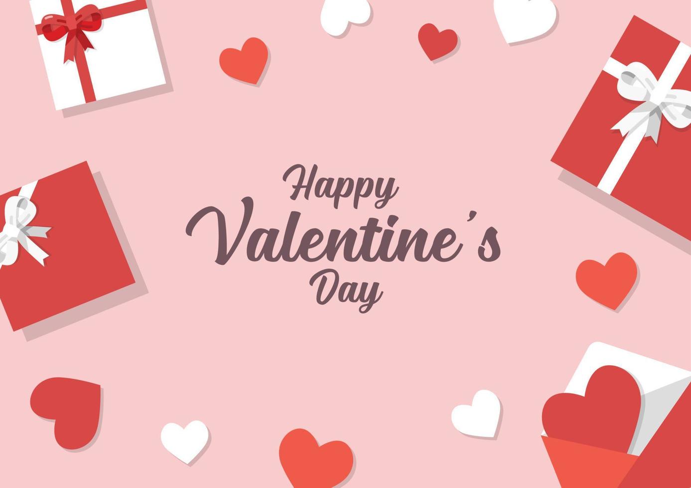 Happy Valentines Day typography. Gifts confetti envelope on pastel background vector