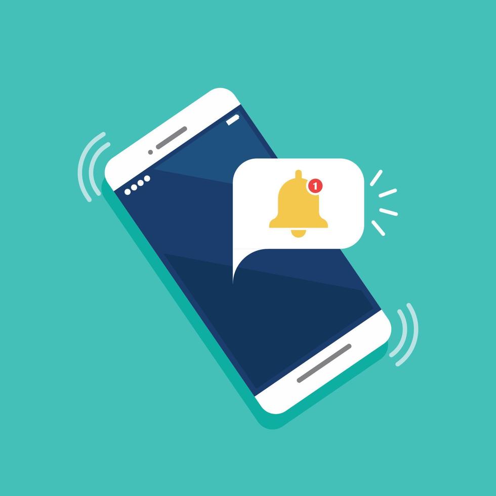 Notification on Smartphone flat icon vector