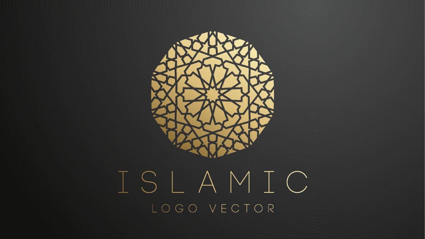 Logotipo islámico de oro 3d. ornamento islámico geométrico redondo mandala. logotipo musulmán eps 10 vector