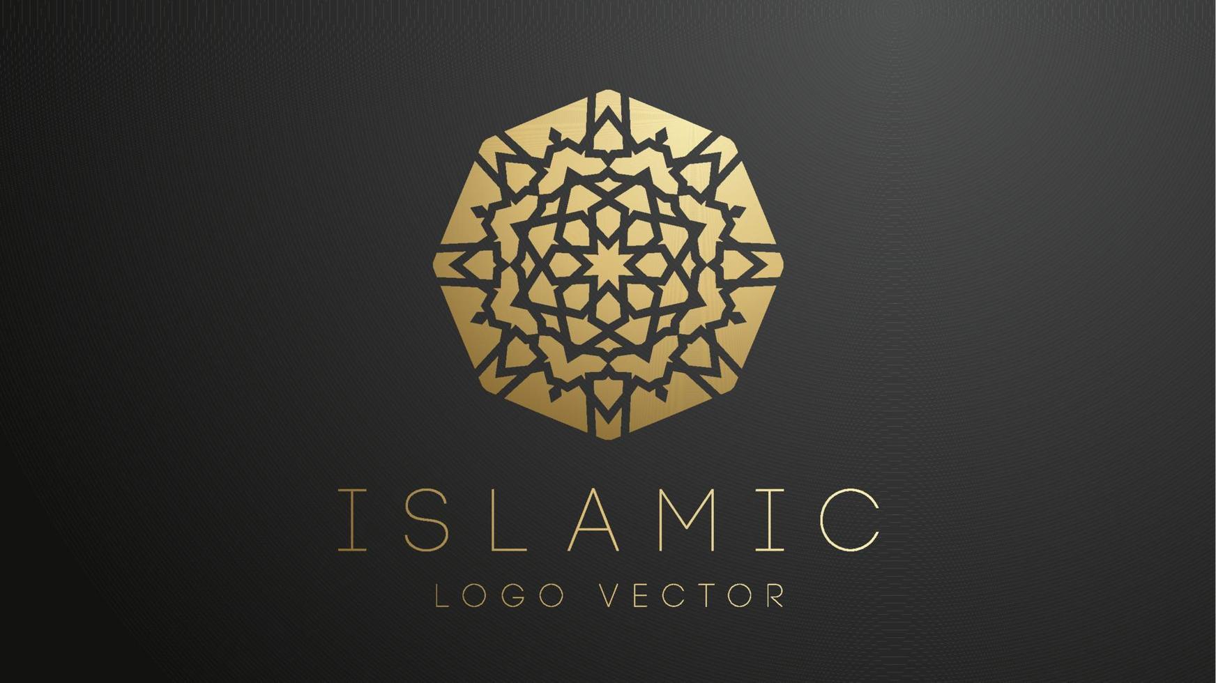 3D Gold Islamic logo. Geometric islamic ornament round mandala. Muslim logo EPS 10 vector