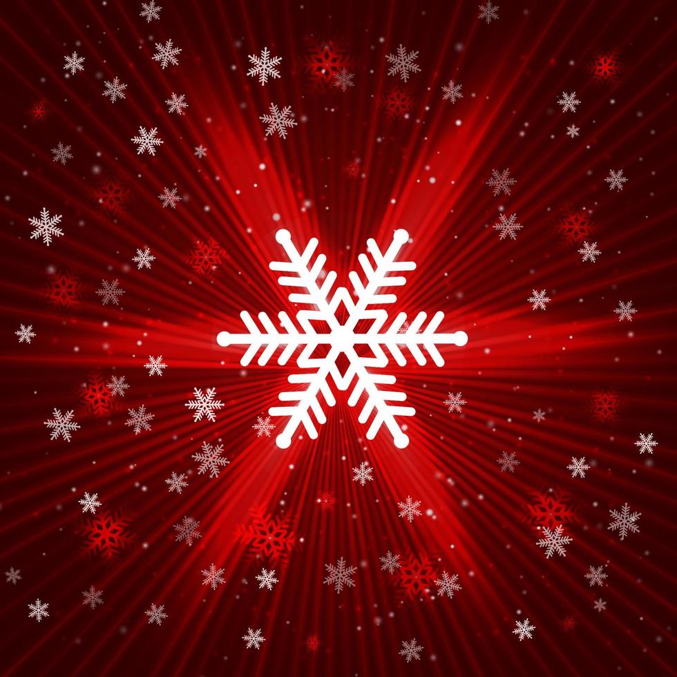 Red Christmas abstract background with snowflake confetti. vector