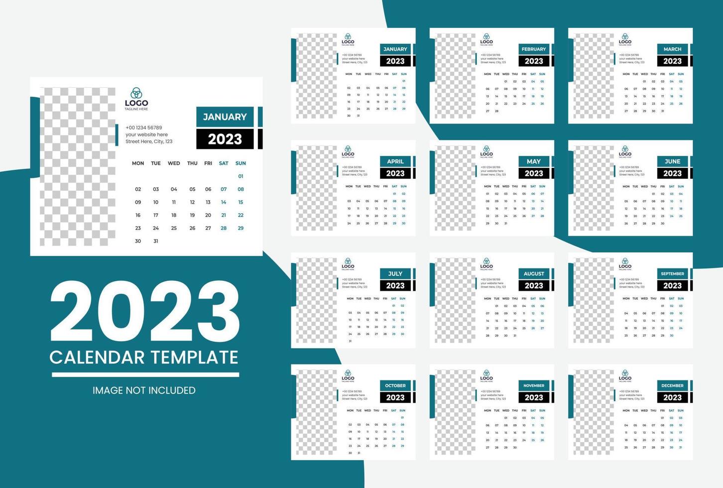 2023 new year clean calendar template vector