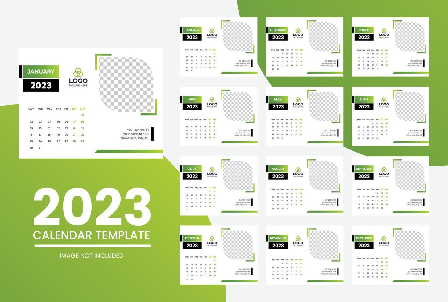 2023 new year clean calendar template vector