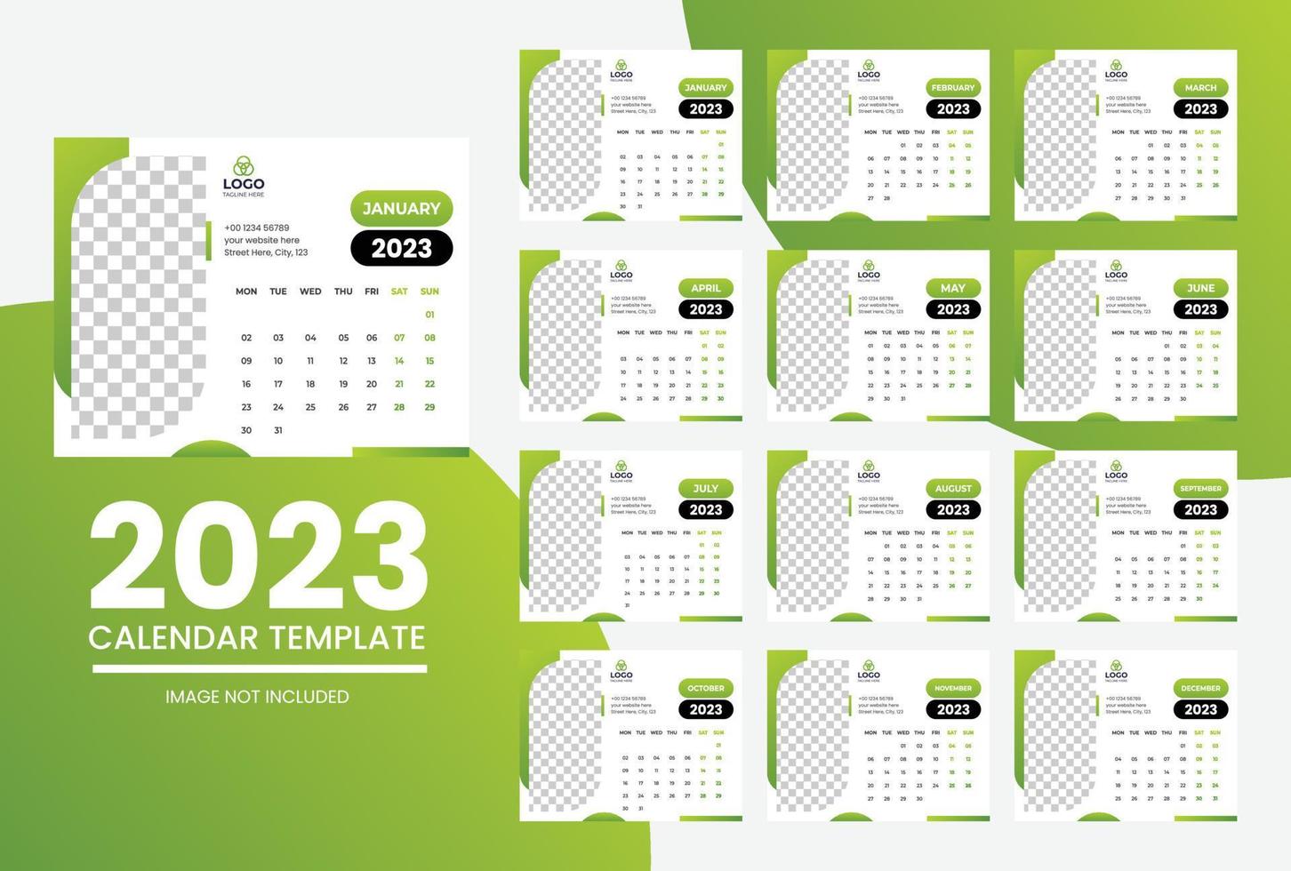 2023 new year clean calendar template vector