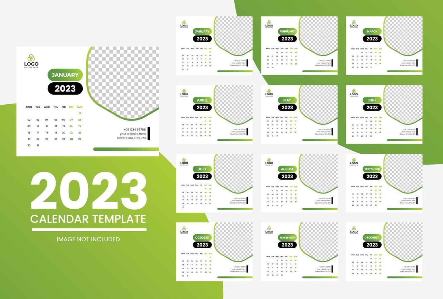 2023 new year clean calendar template vector
