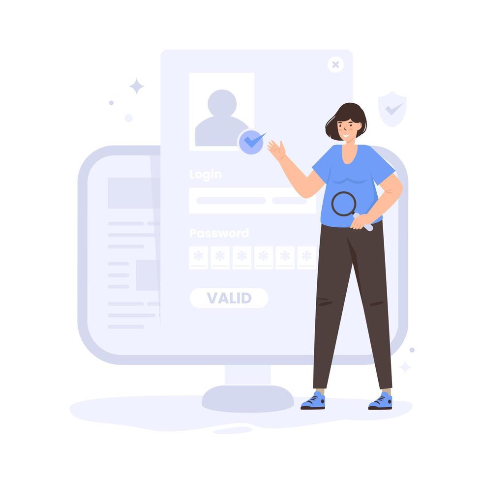 User account authentication flat illustration vector