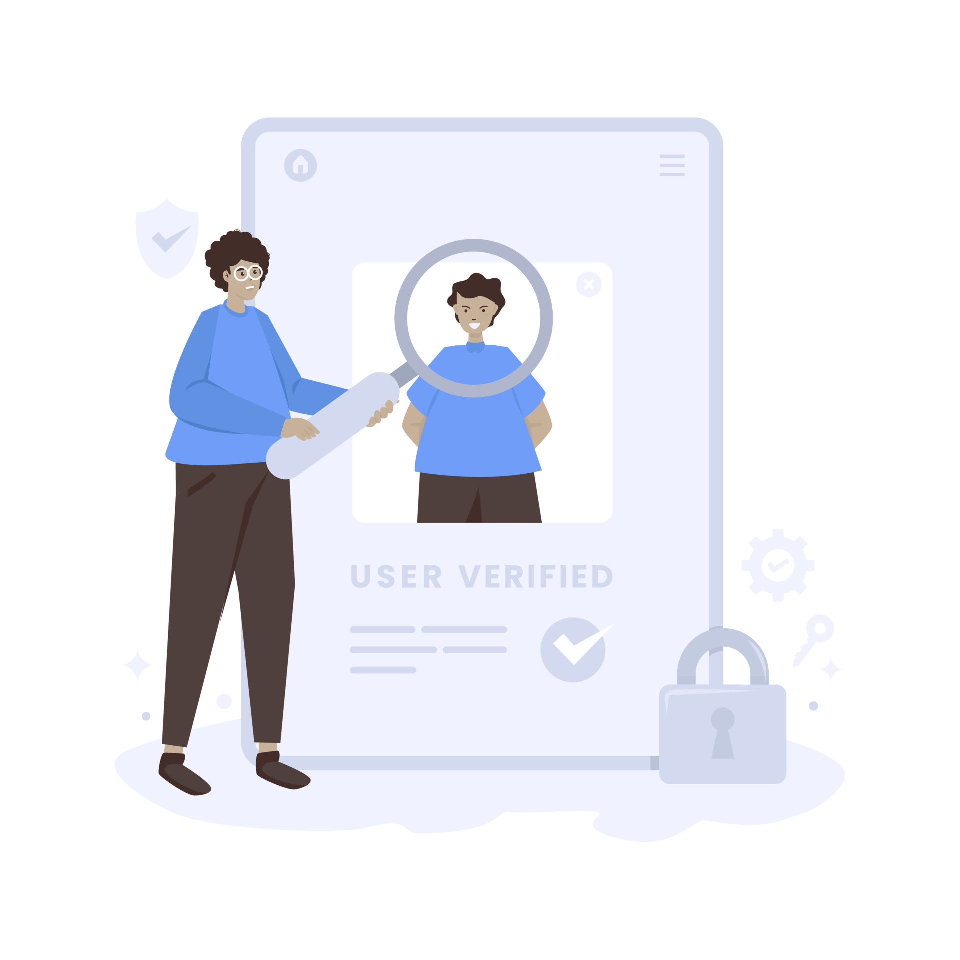 User verification. Success verification user. Illustration for auth form. Success verification user Human.