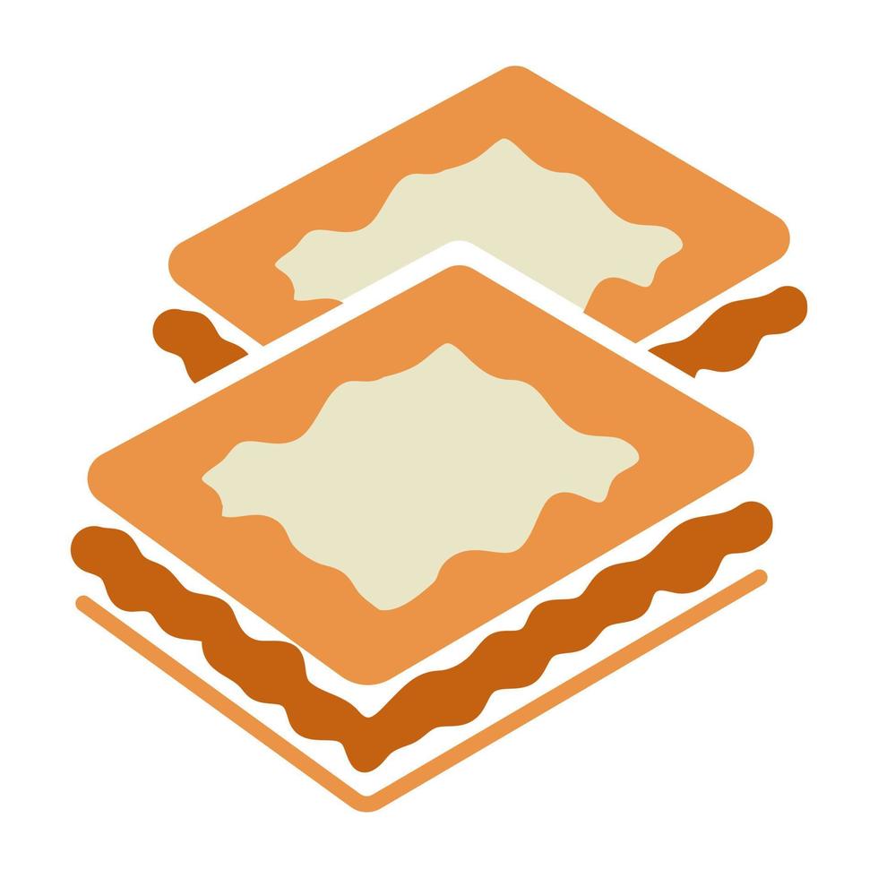 flat color icon pile of puff pastry breads for apps and websites vector