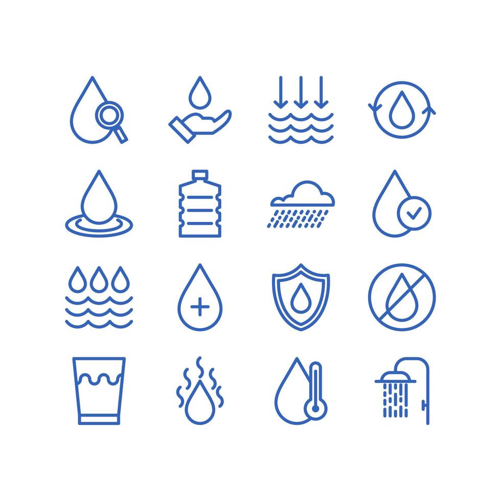 Set Of Water Icon Flat Outline Style vector