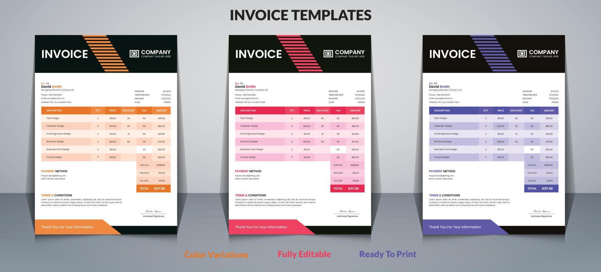 Invoice Templates Design vector