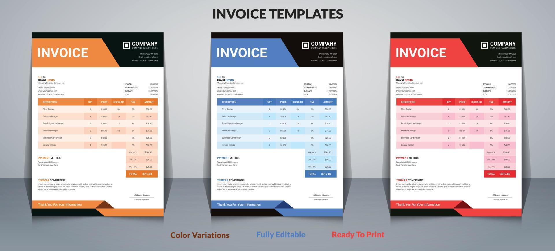 Invoice Templates Design vector