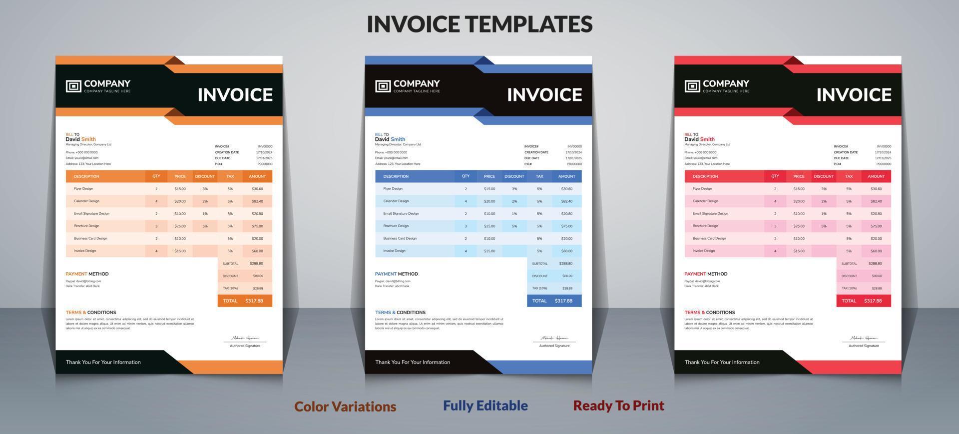 Invoice Templates Design vector