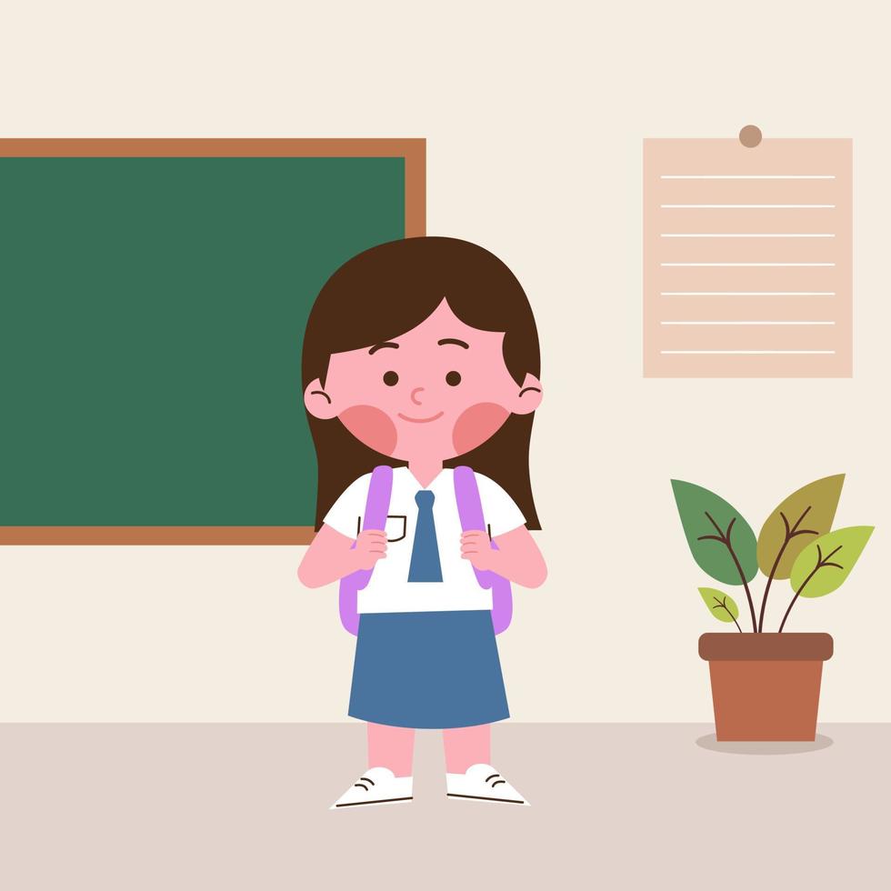 Girl student with backpack vector