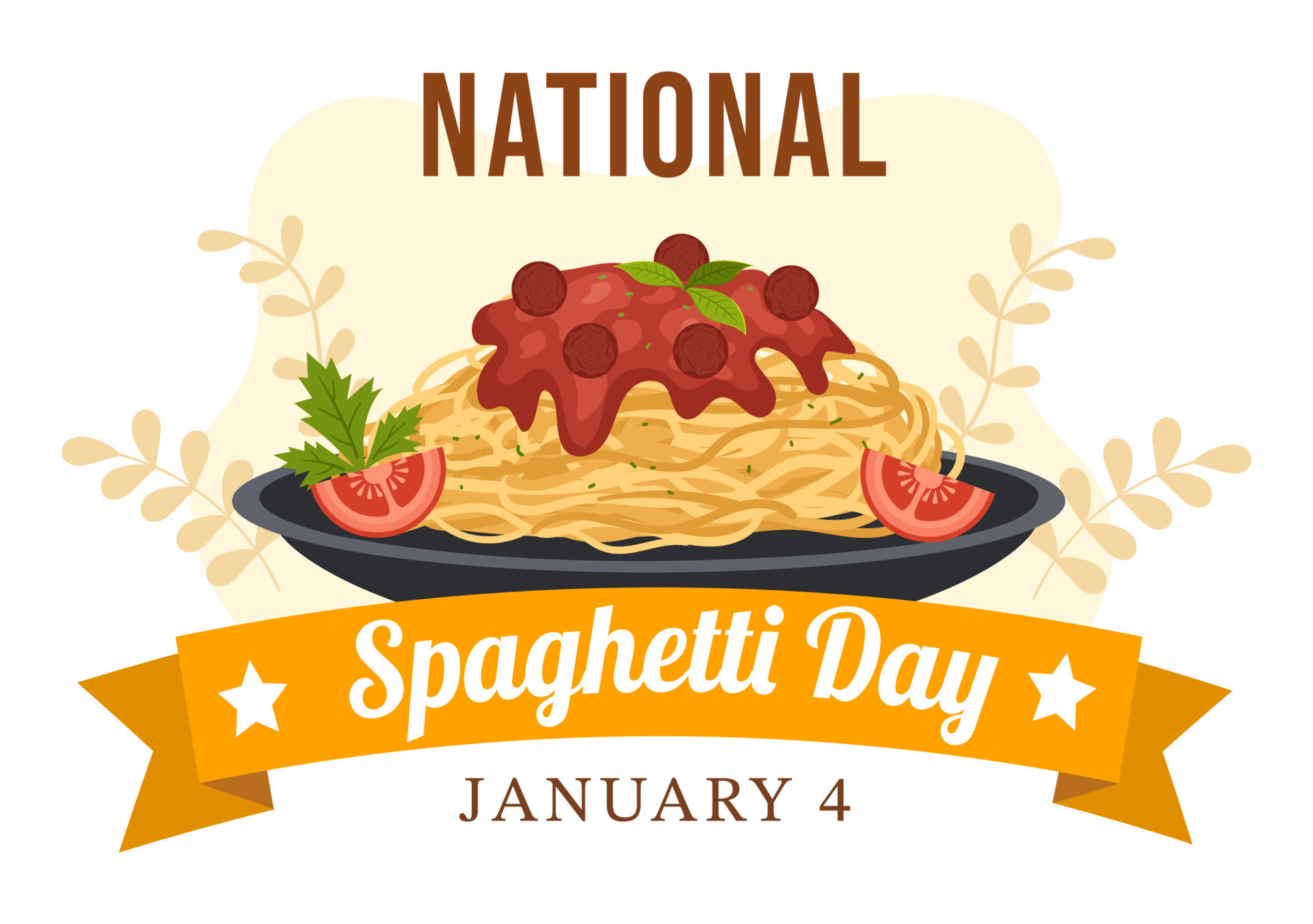 National Spaghetti Day on 4th January with a Plate of Italian Noodles