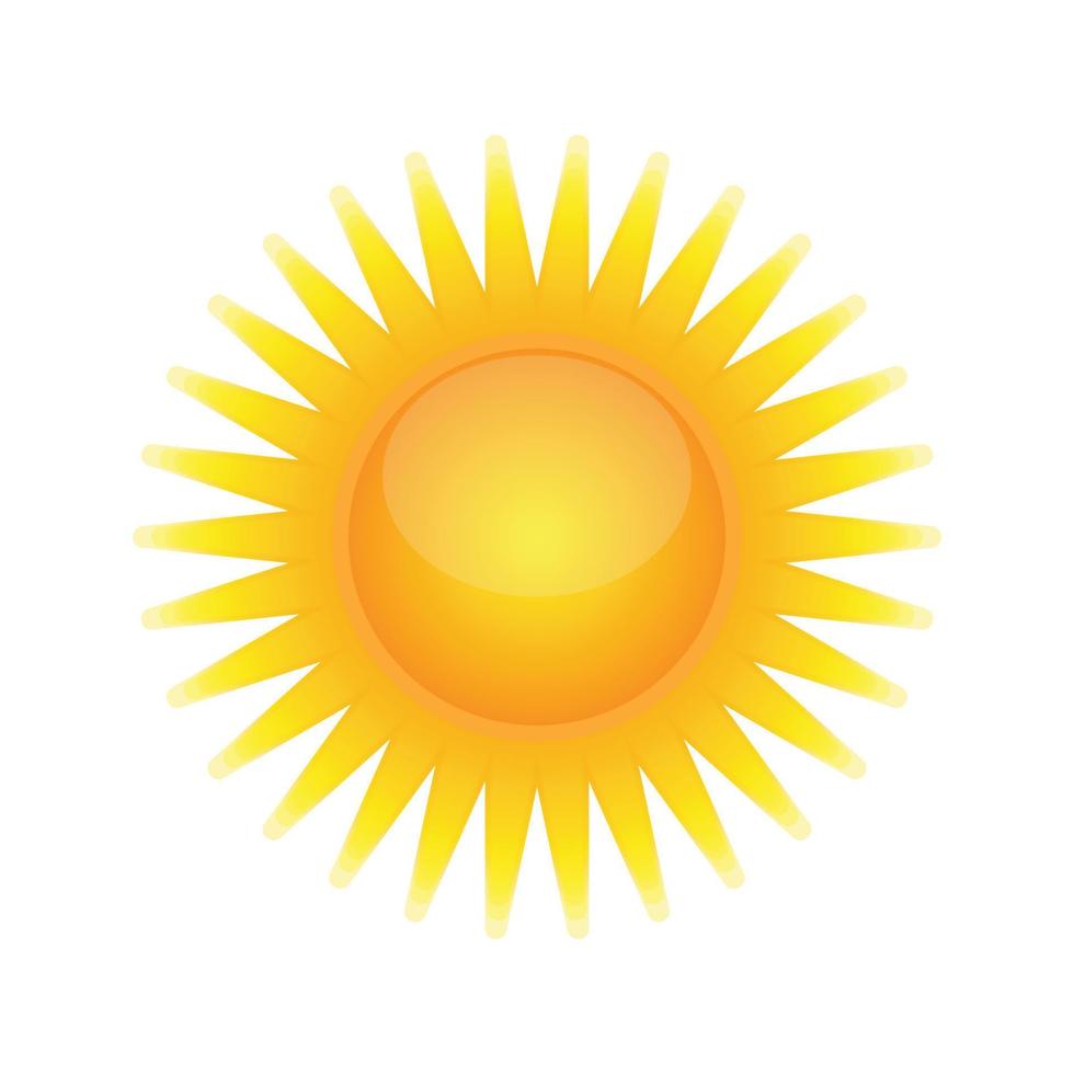 Sun icon. Sun light summer heat yellow beam stars icon isolated vector illustration.