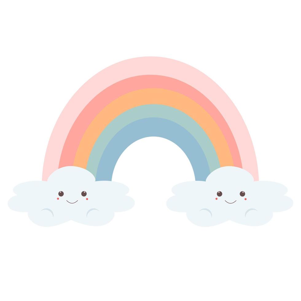 pastel rainbow with clouds. vector