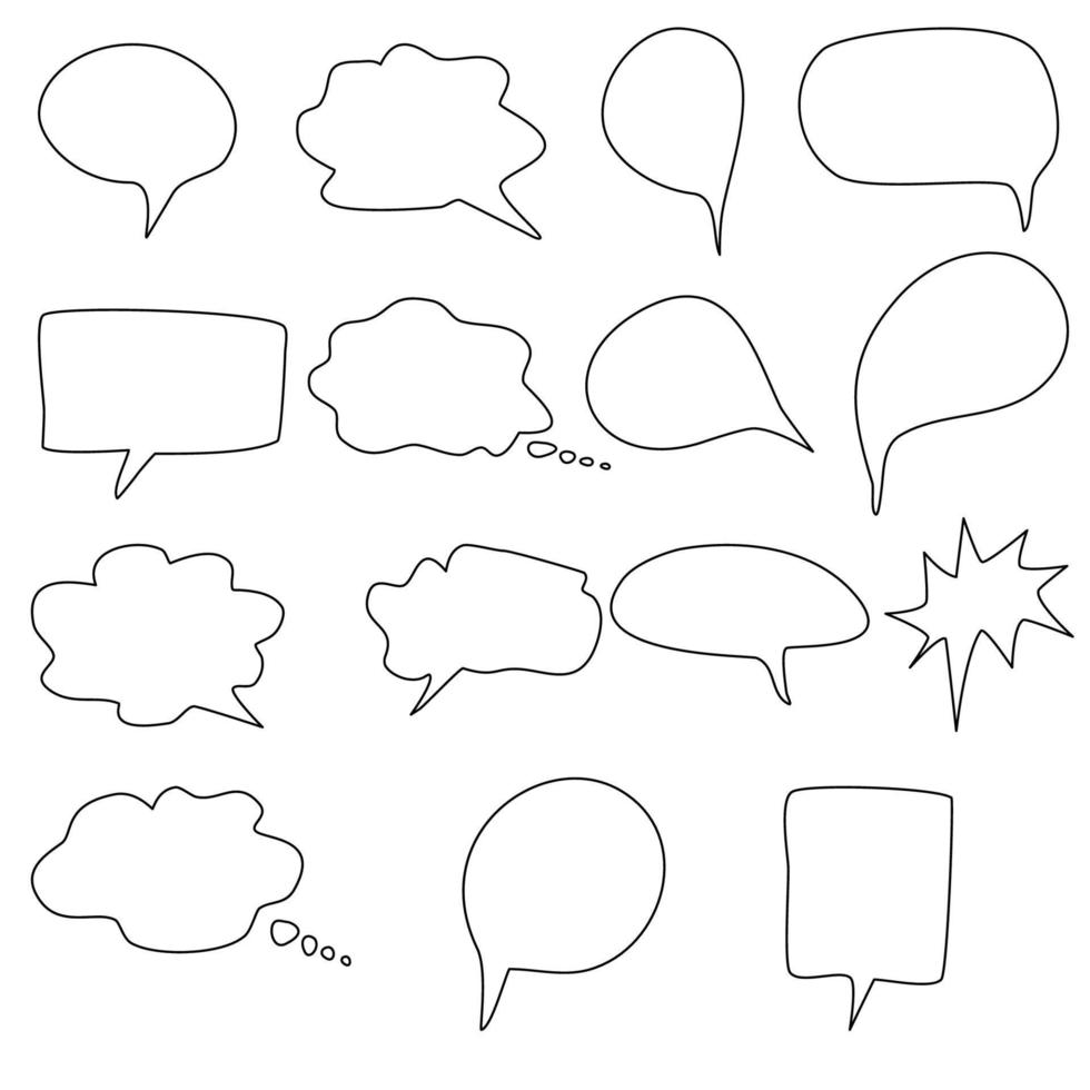 Speech bubble doodles set vector