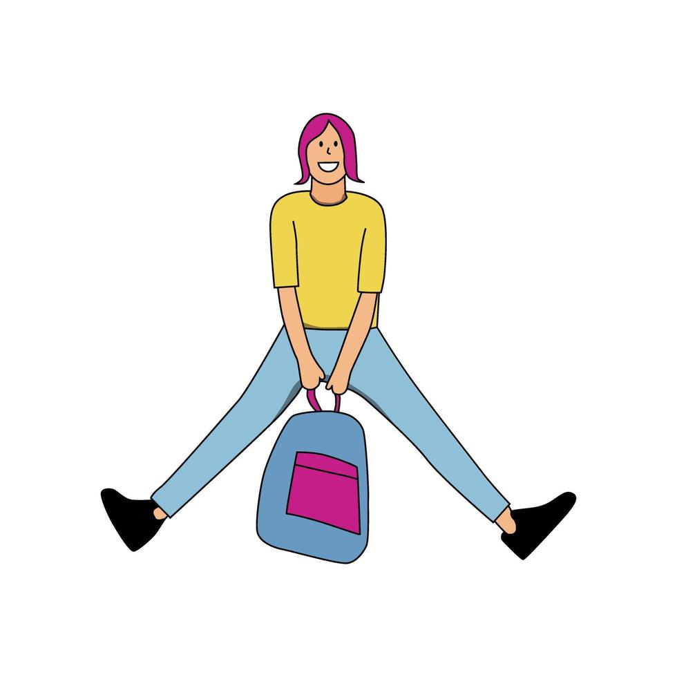 illustration of a happy little boy going to school vector