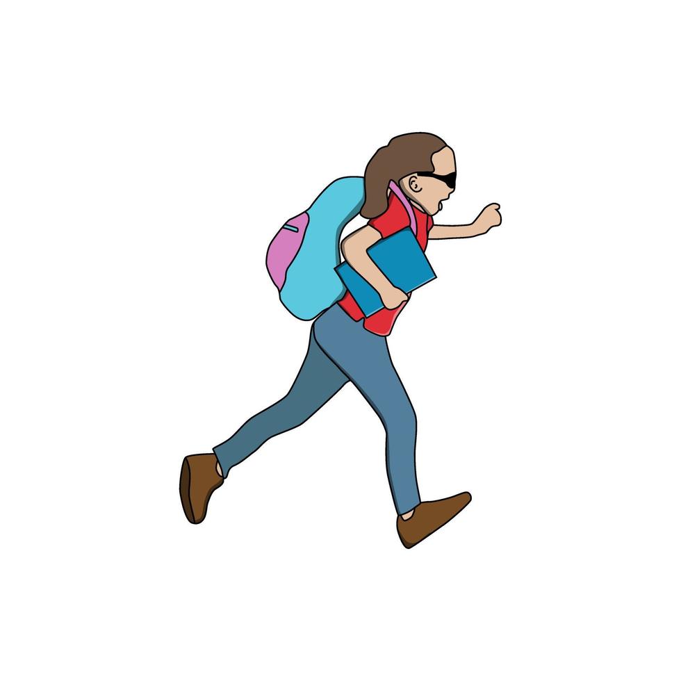 illustration of a happy little boy going to school vector