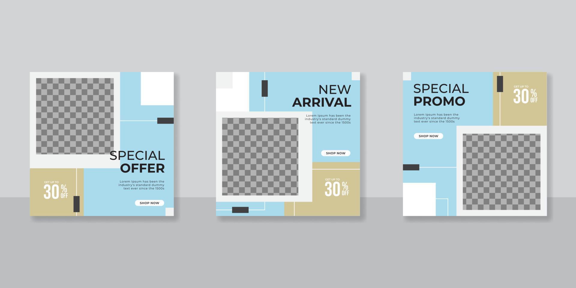 Minimalist promotion square web banner for social media furniture or fashion sale vector
