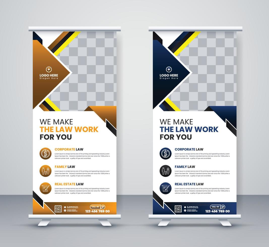 bufete de abogados roll up banner abogado servicio corporativo dl flye business company x stand diseño de banner vector