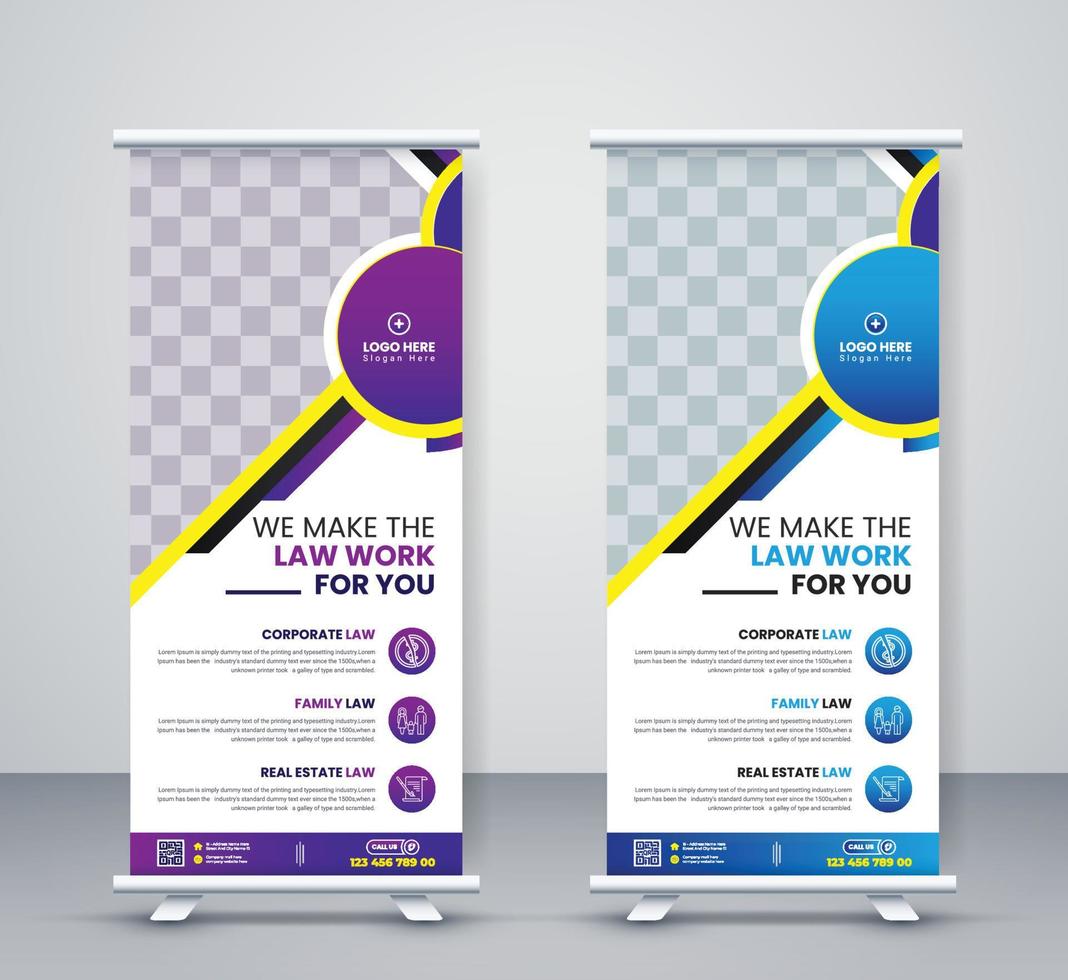 bufete de abogados roll up banner abogado servicio corporativo dl flye business company x stand diseño de banner vector