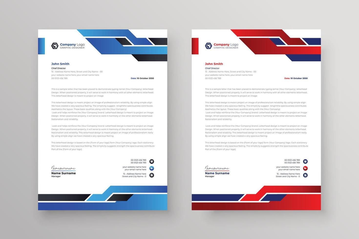 creative business letterhead corporate identity stylish company invoice and cover design a4 size vector