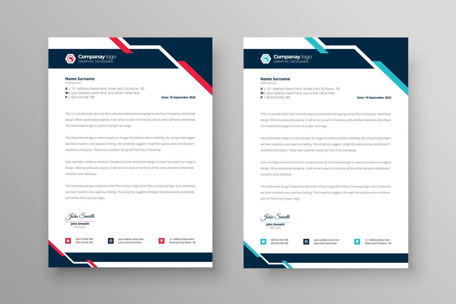 letterhead design for business modern corporate identity stylish company invoice and a4 cover design vector