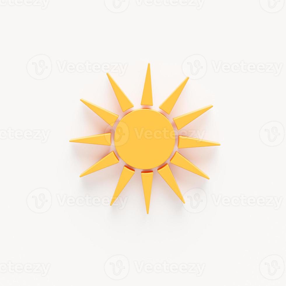 Sun with rays. 3d render illustration. photo