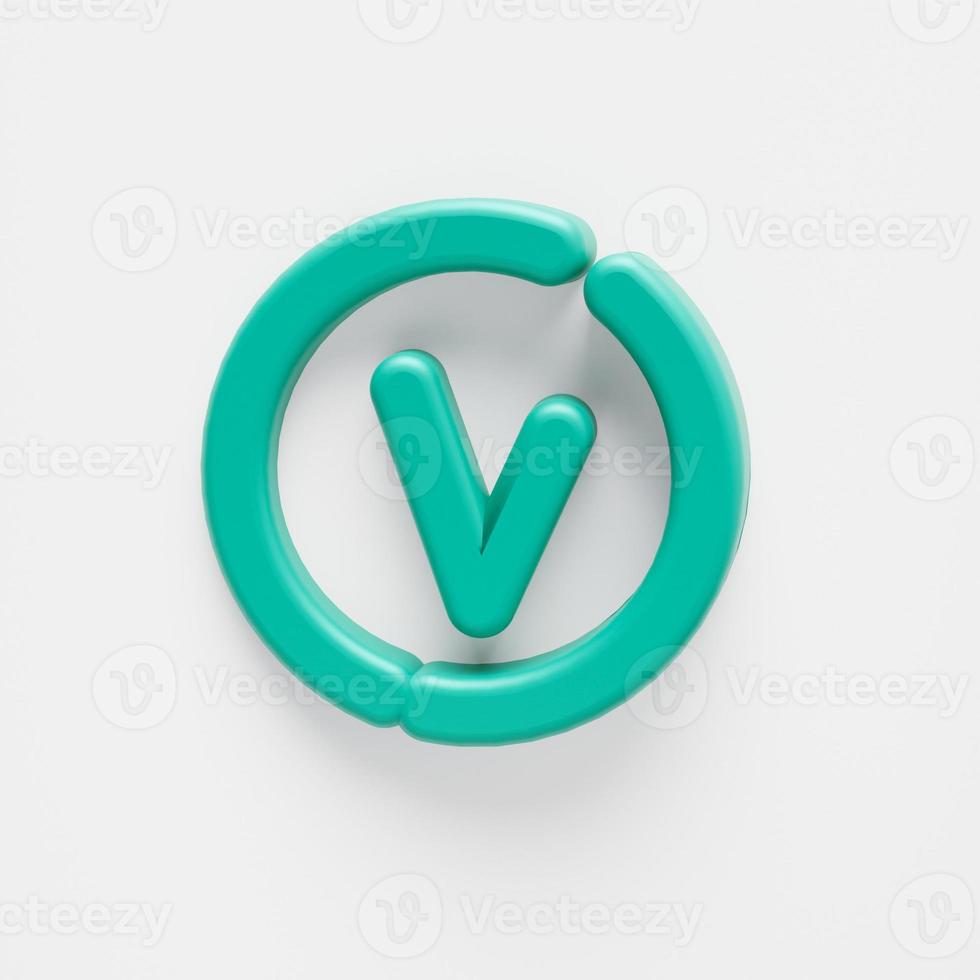 Green tick checkmark symbol. 3d render illustration. photo