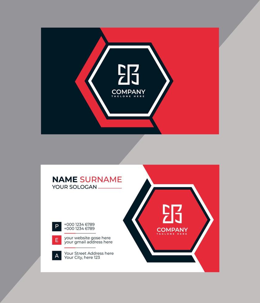 red color Business card design vector