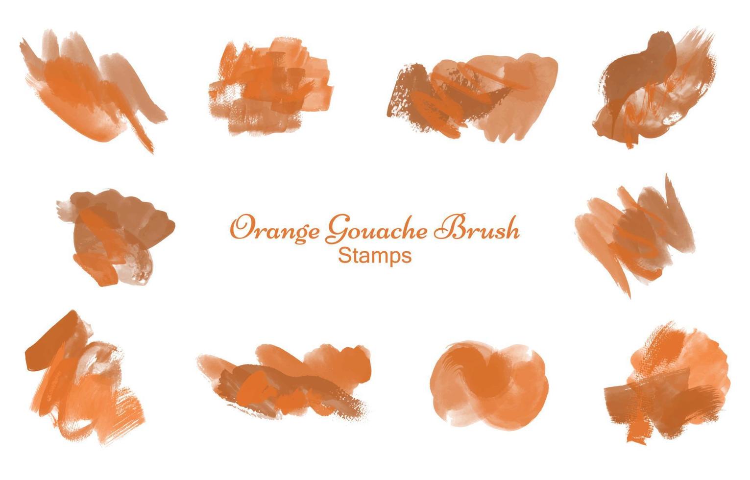 Orange Gouache Brush Stamps vector