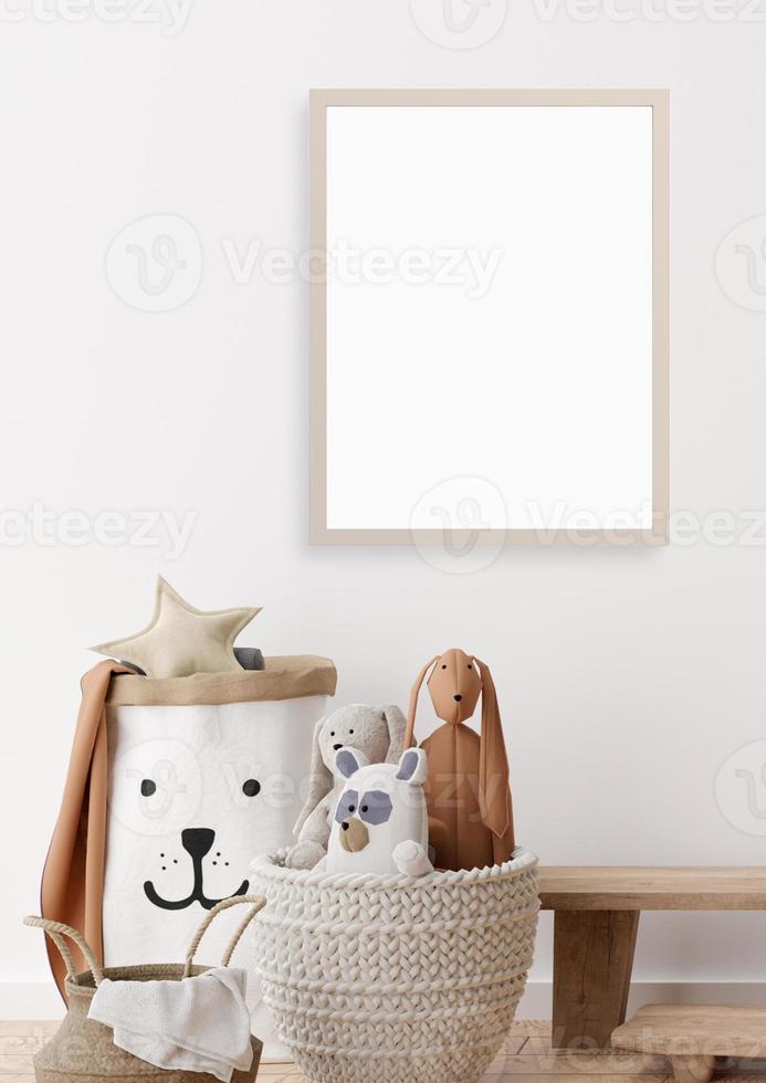 2244. Frame mockup, beige interior frame mockup photo