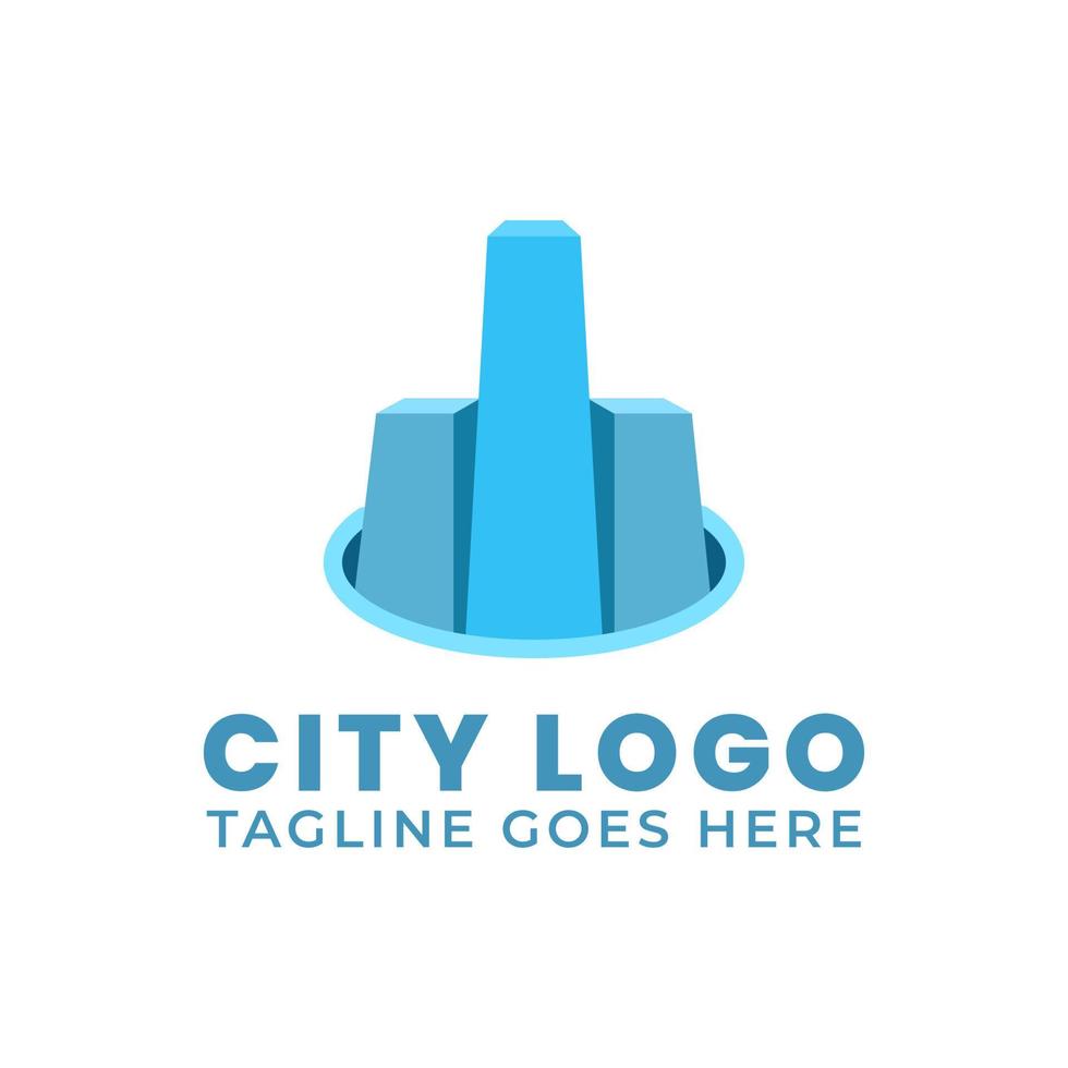 urban logo and three-dimensional buildings on isolated background vector