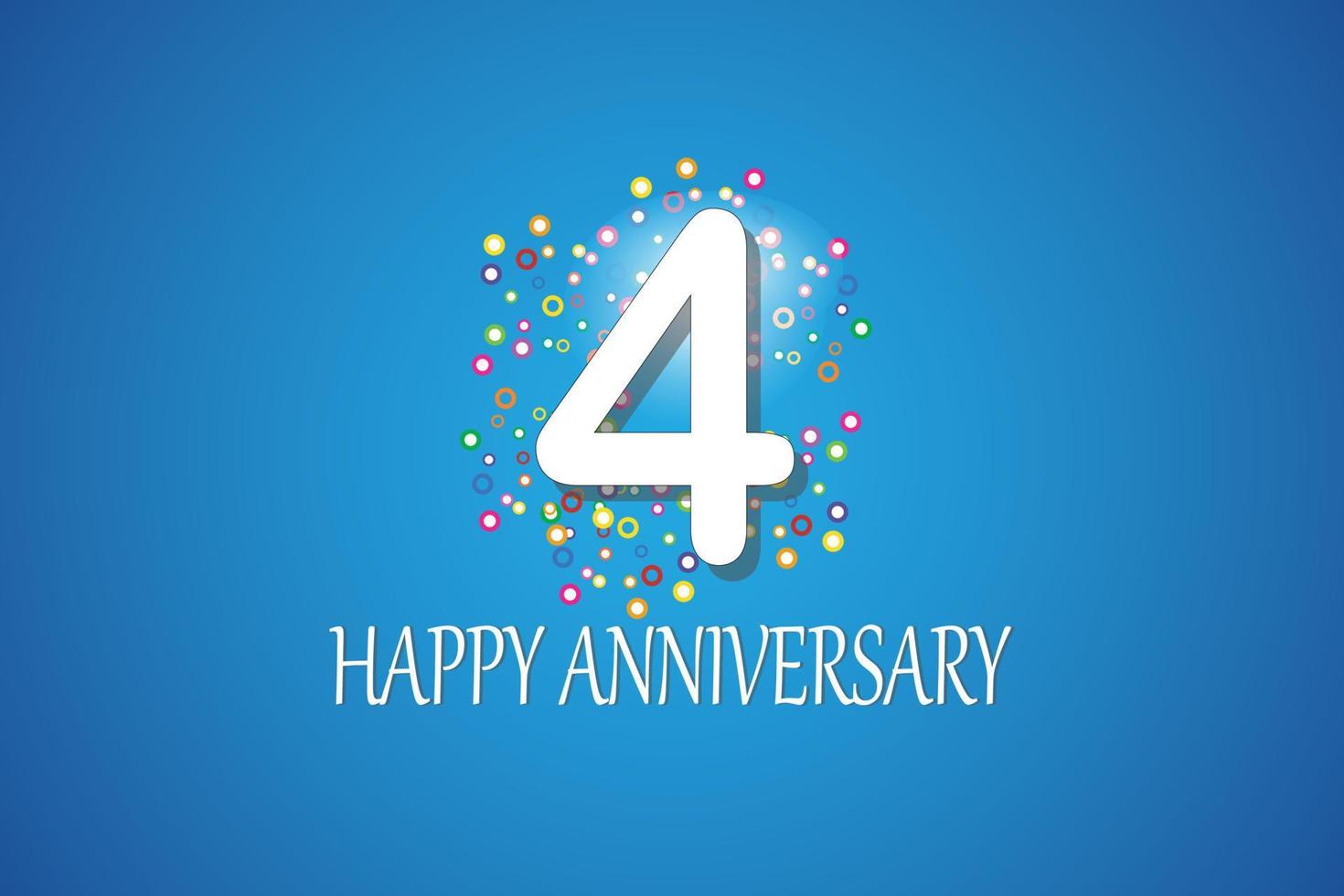 4th anniversary on blue background vector