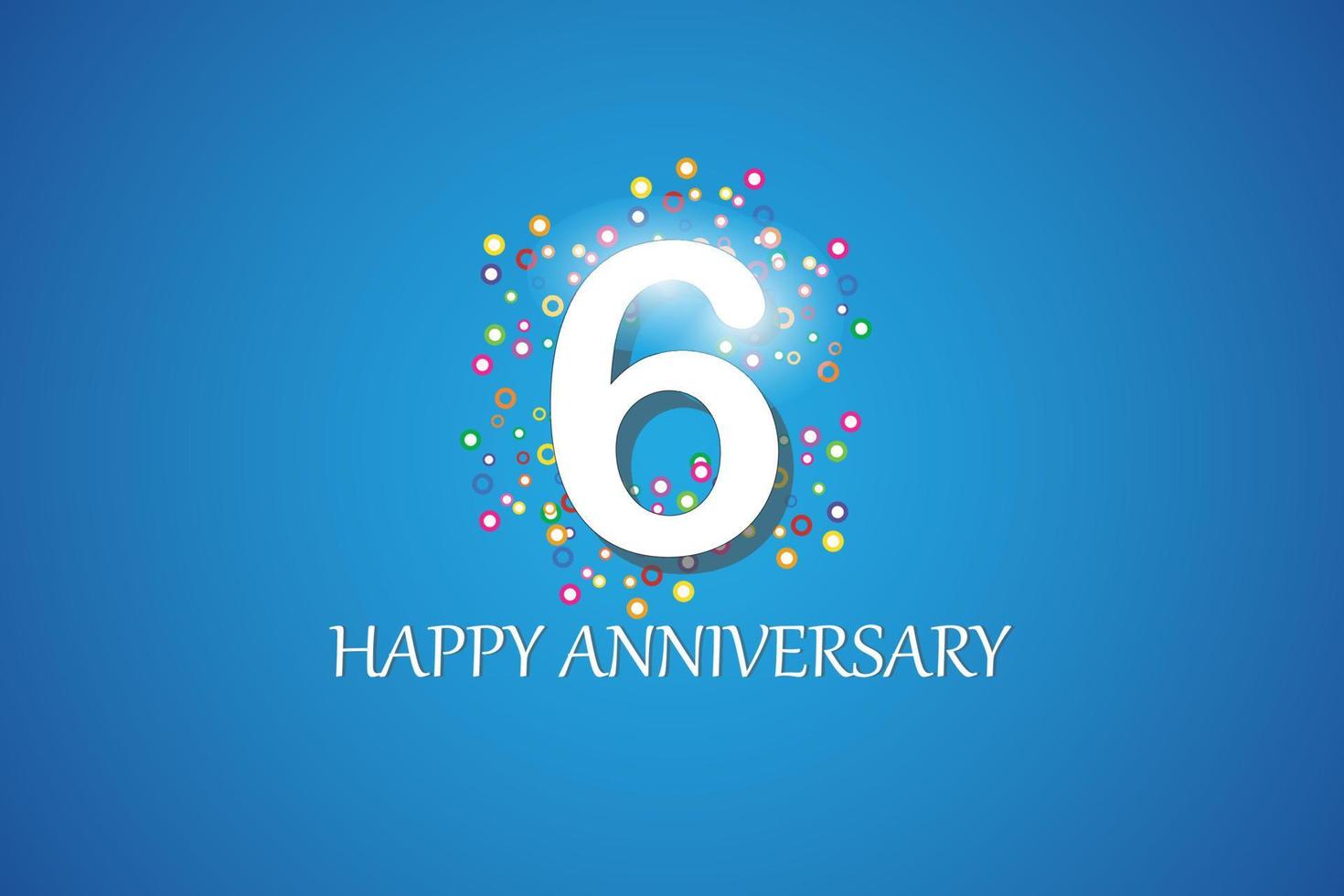 6th anniversary on blue background vector