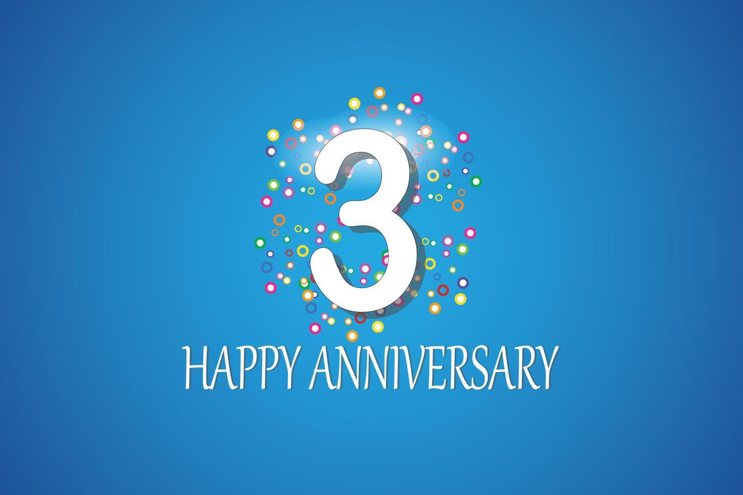 3th anniversary on blue background vector