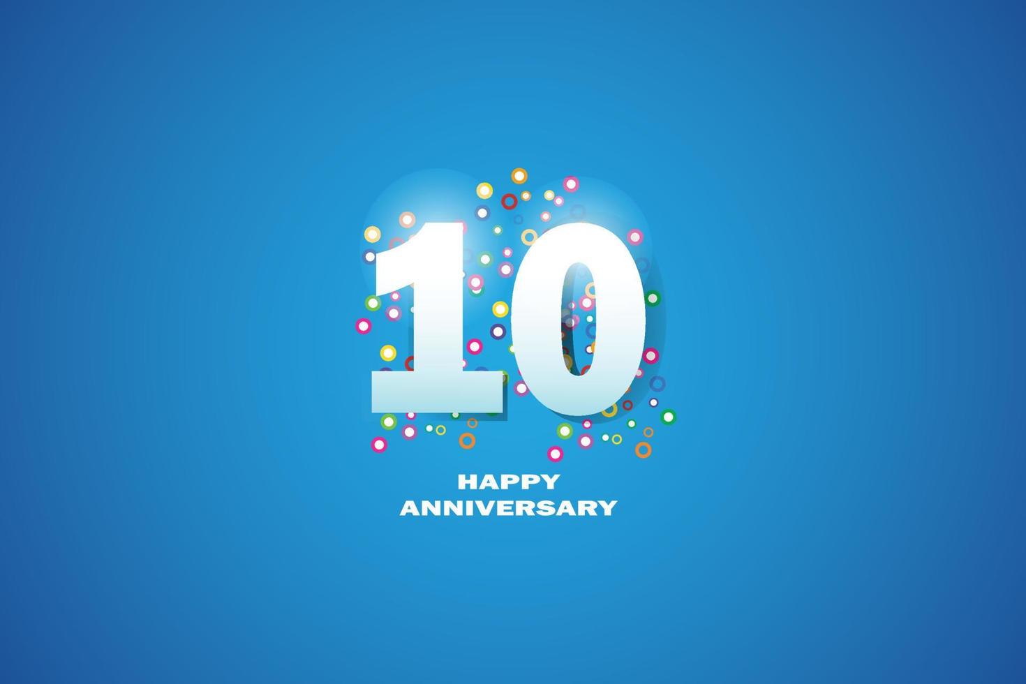 10th anniversary on blue background vector