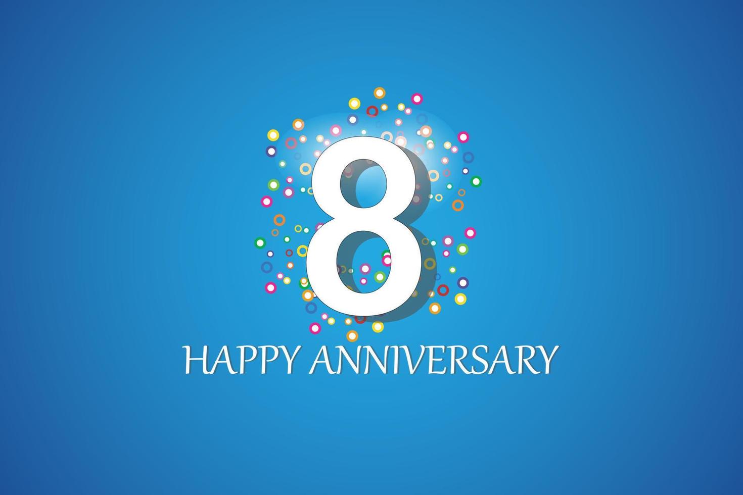 8vo aniversario sobre fondo azul vector