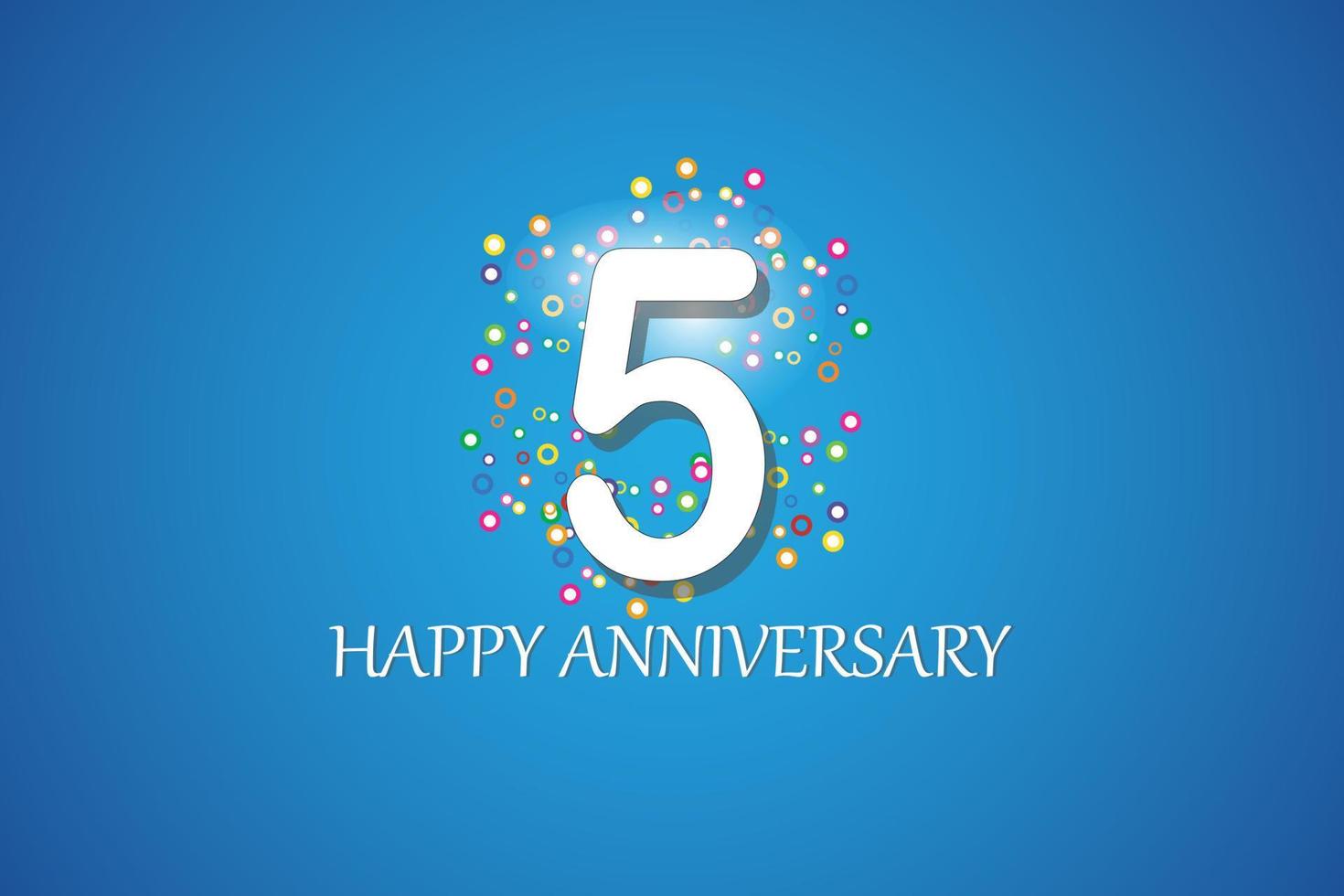 5th anniversary on blue background vector