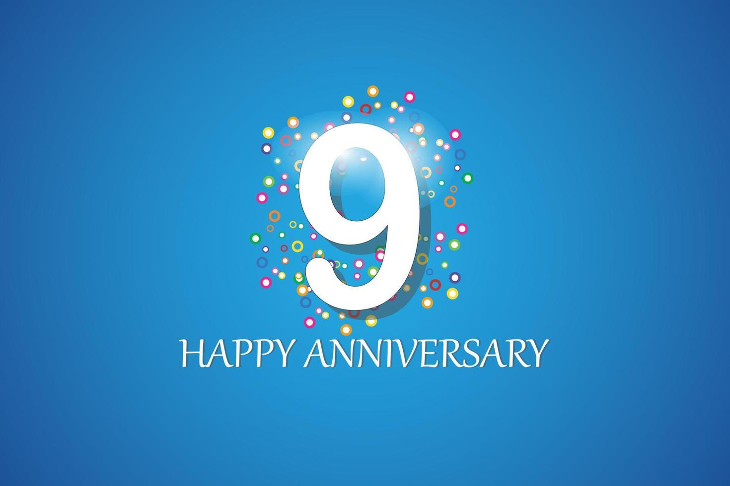 9th anniversary on blue background vector