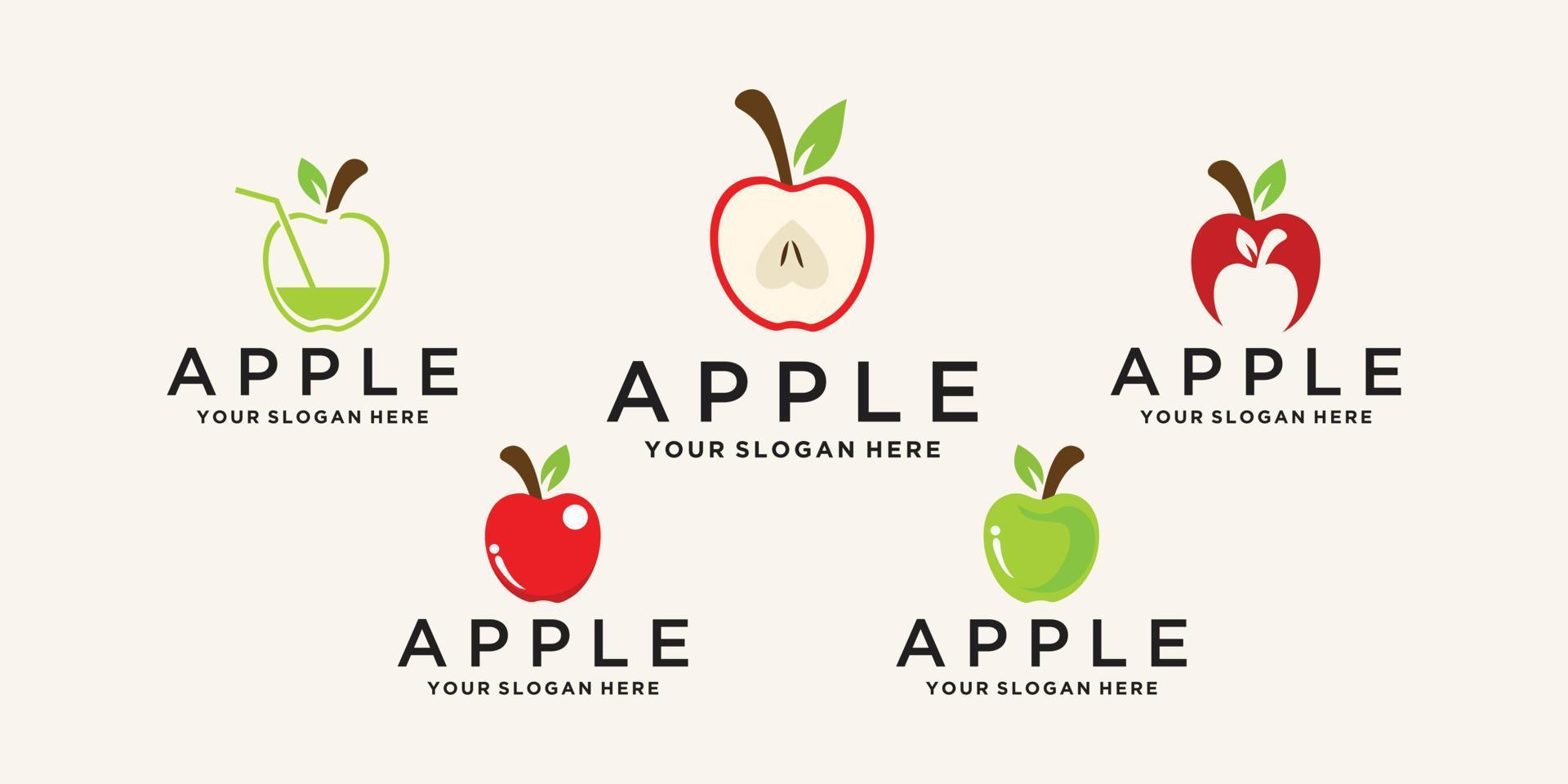 Apple set logo design with concept creative Premium Vector