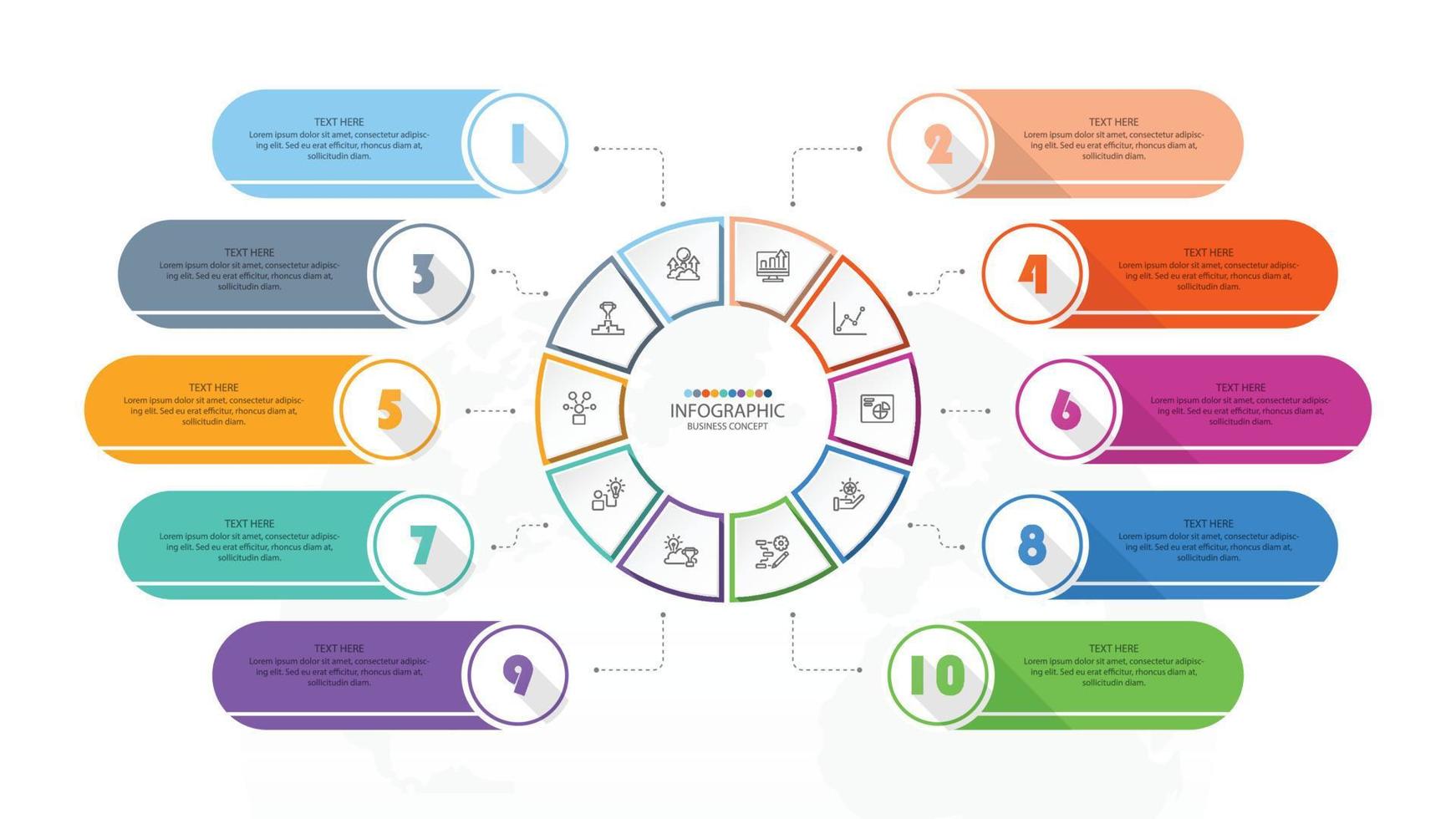 Standard infographic with 10 steps, process or options. vector